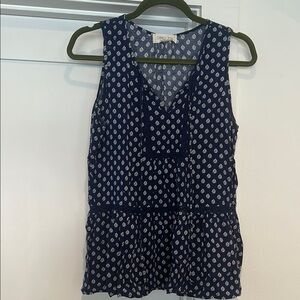 Lush Blue Peplum Blouse Sleeveless V-Neck
